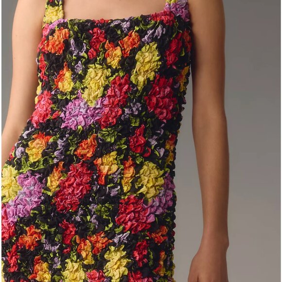 Anthropologie Square-Neck Pebble Smocked Dress Size S/M Floral - Picture 3 of 6